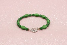 Vintage Celtic Claddagh & Green Shamrock Bead Stretch Bracelet picture