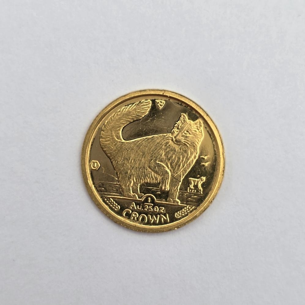 1991 Isle of Man Elizabeth II 1/25oz Crown .9999 Gold Norwegian Forest Cat Coin 1991 Isle of Man Elizabeth II 1/25oz Crown .9999 Gold Norwegian Forest Cat Coin