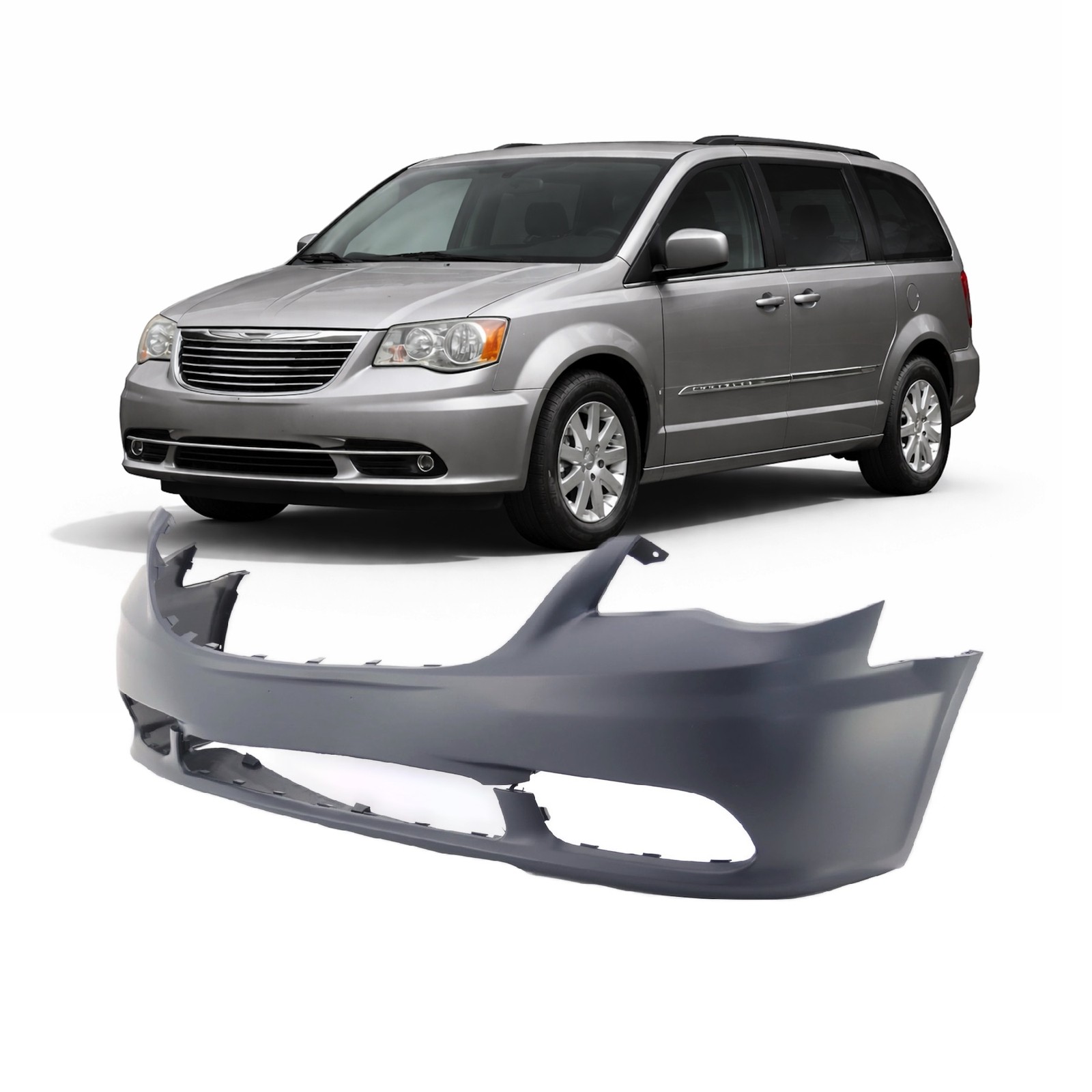 2011-2016 Chrysler Town & Country Primed Front Bumper Cover CH1000990 68088967AA 2011-2016 Chrysler Town & Country Primed Front Bumper Cover CH1000990 68088967AA