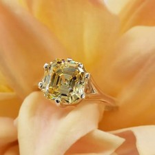 4.01 Ct Certified Asscher Cut Champagne Diamond Ring 925 Silver Prong Setting picture
