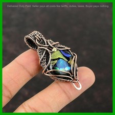 American Dichroic Glass Stone Copper Engagement Wire Wrapped New Pendant Jewelry picture