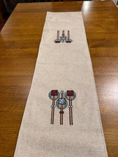 Arts and Crafts Mission style hand made Linen and Cotton table runner Free Ship picture