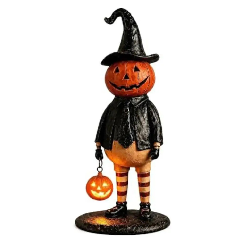 Vintage Halloween Pumpkin Lantern Witch Gentleman Lighted Tabletop Decor Vintage Halloween Pumpkin Lantern Witch Gentleman Lighted Tabletop Decor