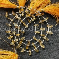 9.50-13.00 MM, Natural Yellow Citrine Beads, Briolette Faceted Fancy Cut Stone. picture