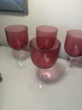 Made in Italy Hand Blown Nason Moretti Ruby- Red Wine Glass Set of 4 picture