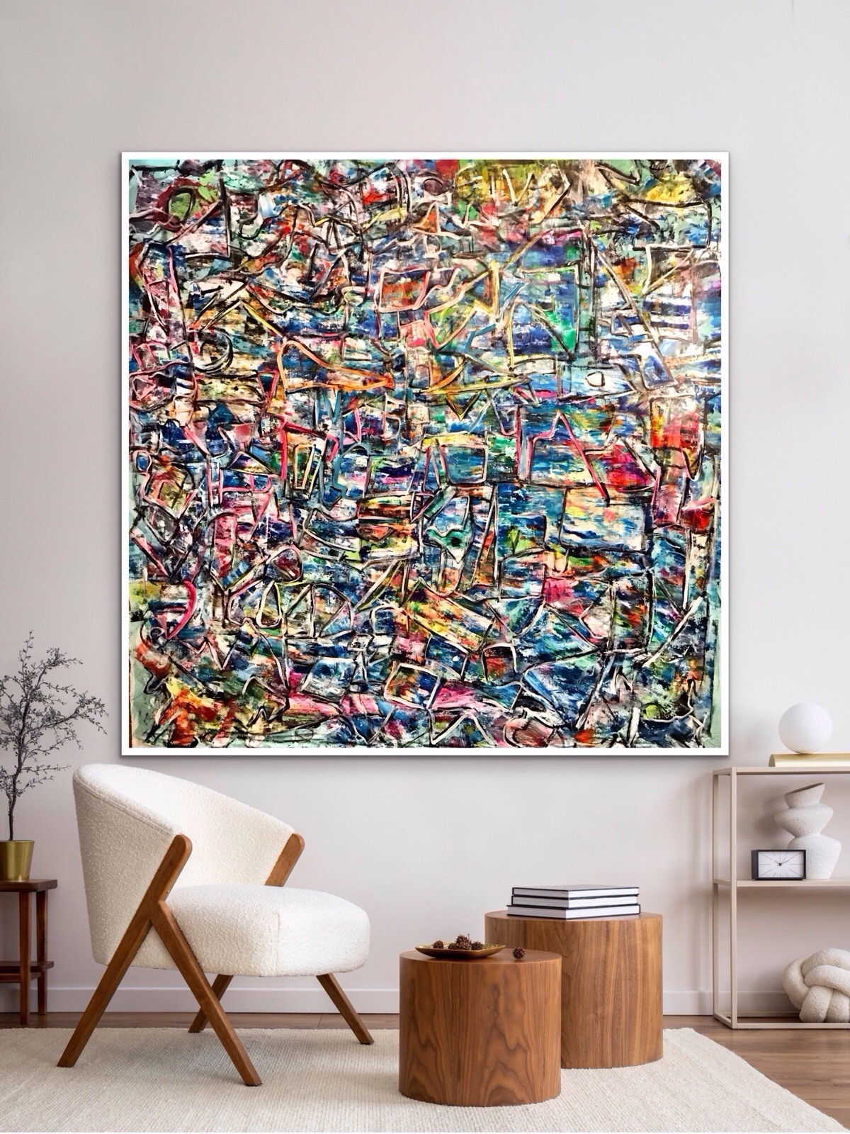 NEW ABSTRACT ART ON CANVAS Original Acrylic Painting BRIGHT SIGNED 62x60 NEW ABSTRACT ART ON CANVAS Original Acrylic Painting BRIGHT SIGNED 62x60