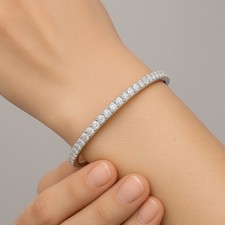 14K White Gold Diamond Tennis Bangle Bracelet 6 CT  Treated Diamonds | Certified picture