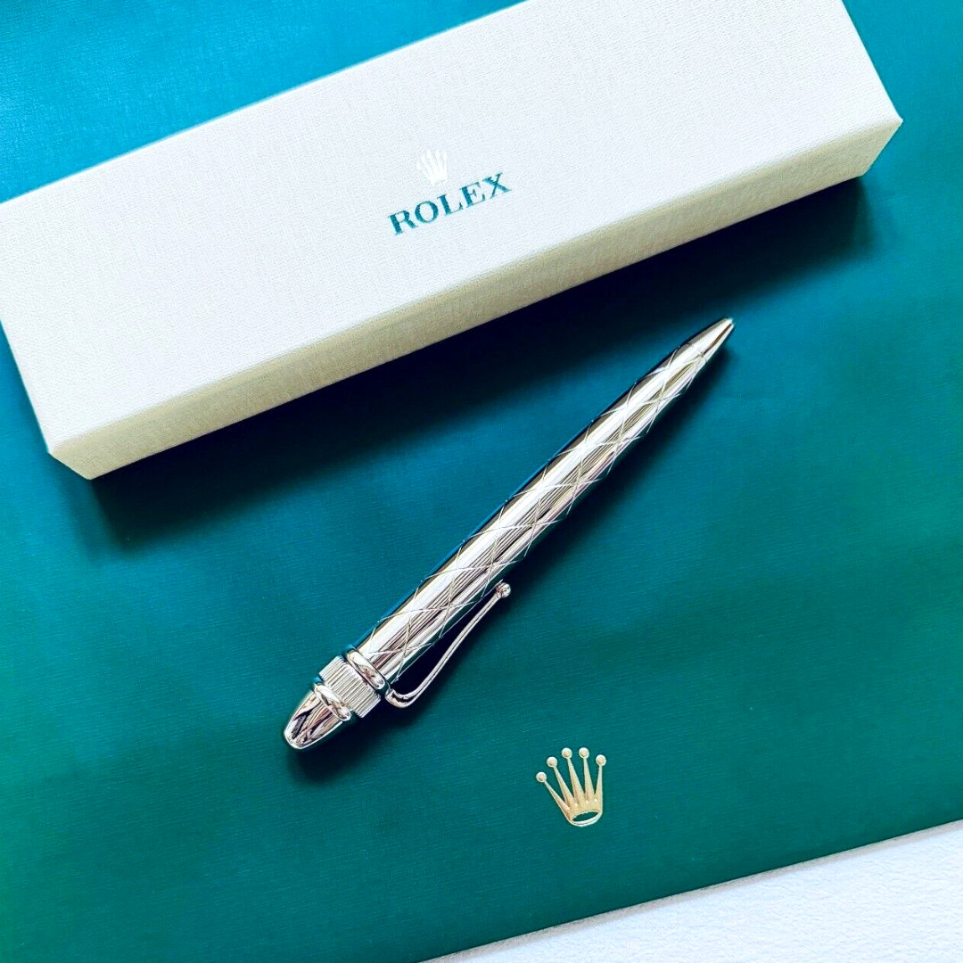 Rolex Vintage-Style Palladium-Finish Ballpoint Pen, New in Box, Luxury Ad Gift