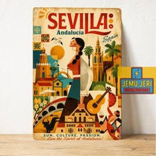 Sevilla Andalucia Metal Sign Poster Travel Destination Airbnb Decor 20*30cm picture