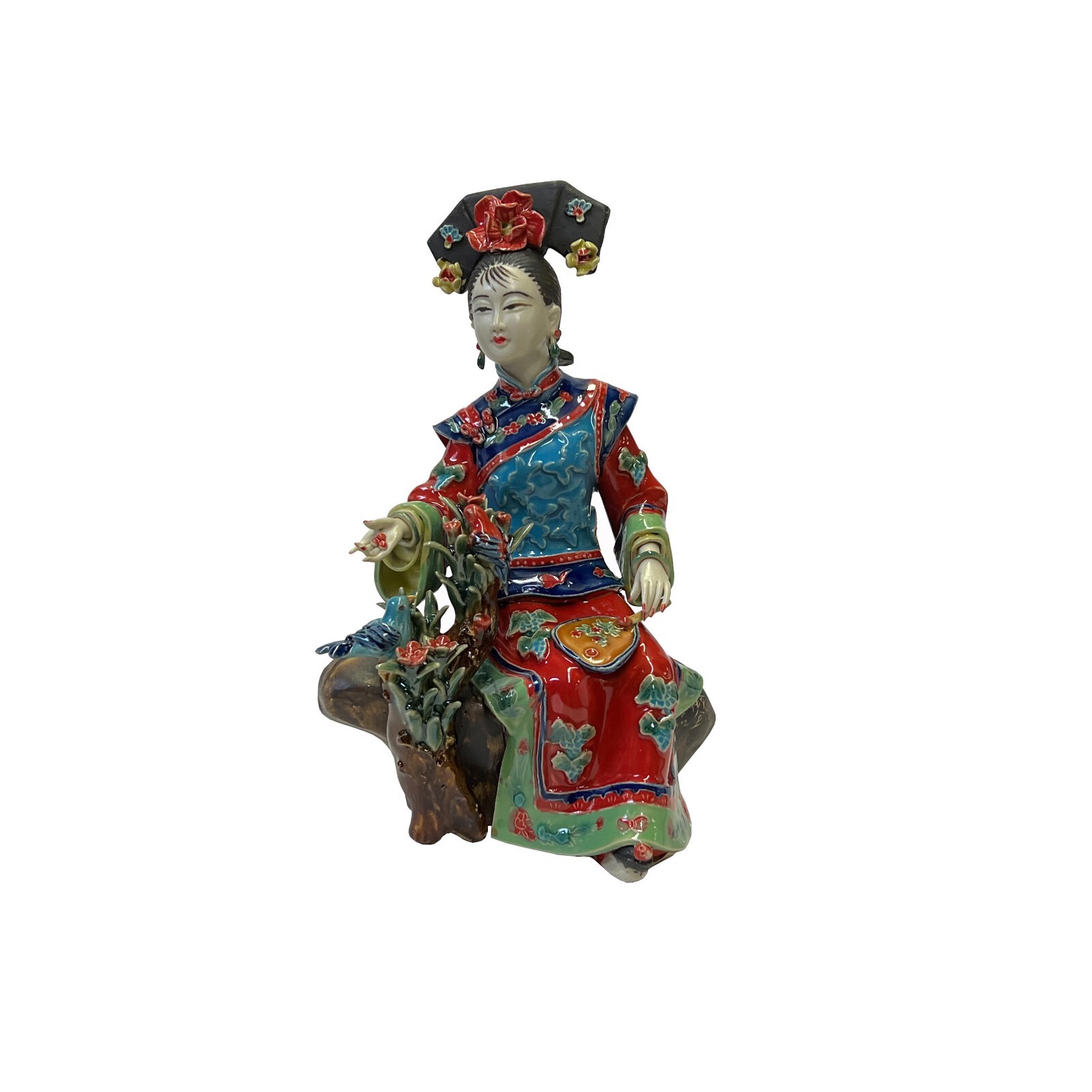 Chinese Oriental Porcelain Qing Style Dressing Hat Lady Figure ws3090 Chinese Oriental Porcelain Qing Style Dressing Hat Lady Figure ws3090