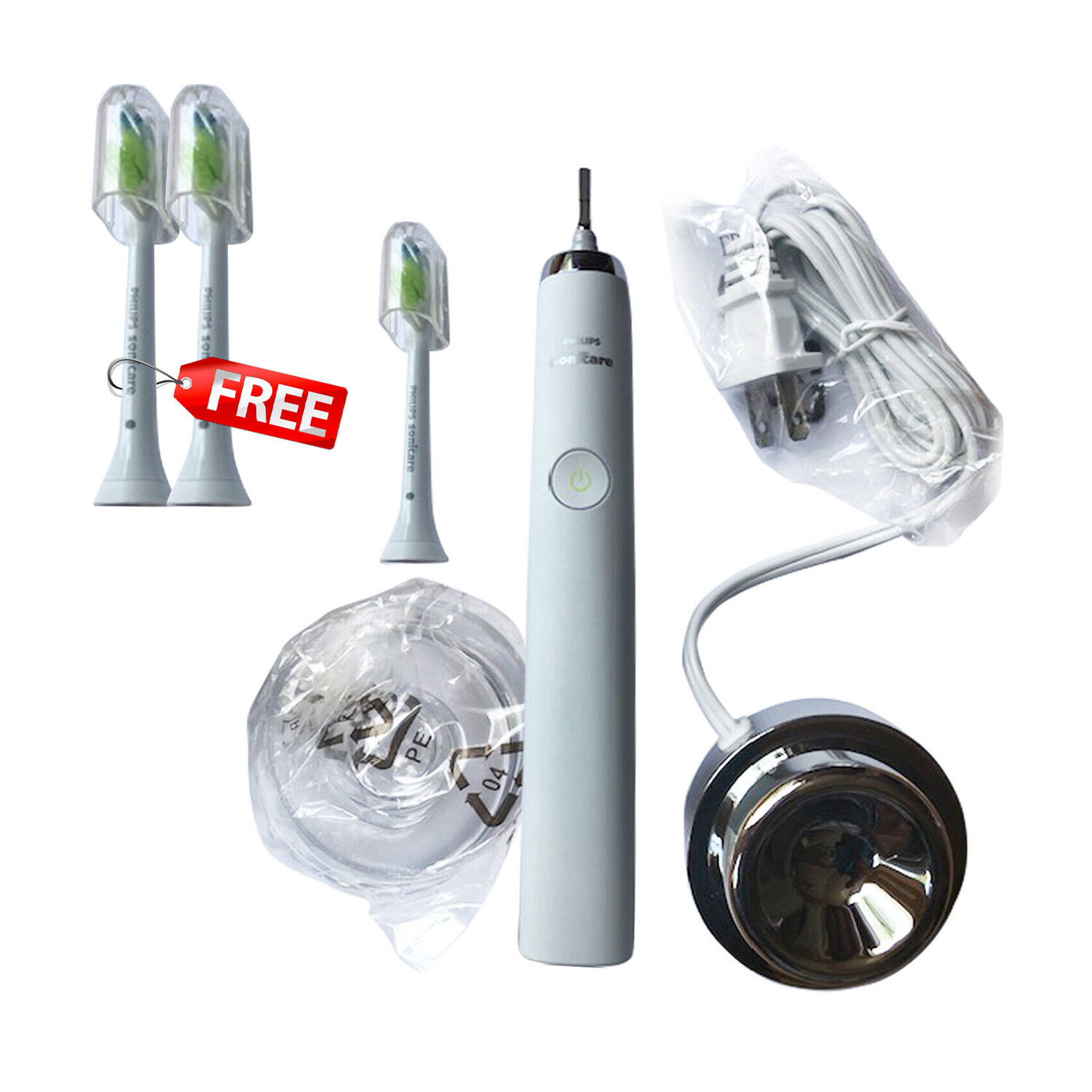 Philips Sonicare DiamondClean Toothbrush | FREE 2x Heads | White | w/o Box Philips Sonicare DiamondClean Toothbrush | FREE 2x Heads | White | w/o Box