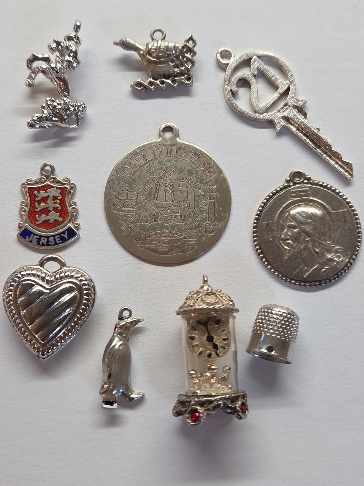Sterling Silver ~ Lot Of 10 CHARMS ~ ALL MARKED ~ 21 Grams ~ VINTAGE