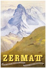 Zermatt Matterhorn Cervin Switzerland Mountains Vintage Travel Poster Print picture