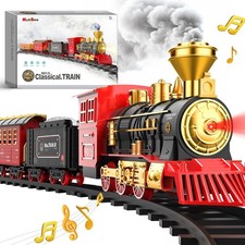 Classic Train Toy Set for Kids: Battery-Powered with Realistic Smoke & Lights picture