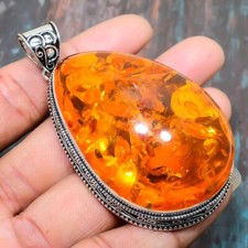Baltic Amber Gemstone Handmade 925 Solid Silver Jewelry Pendant Gifts For Love picture