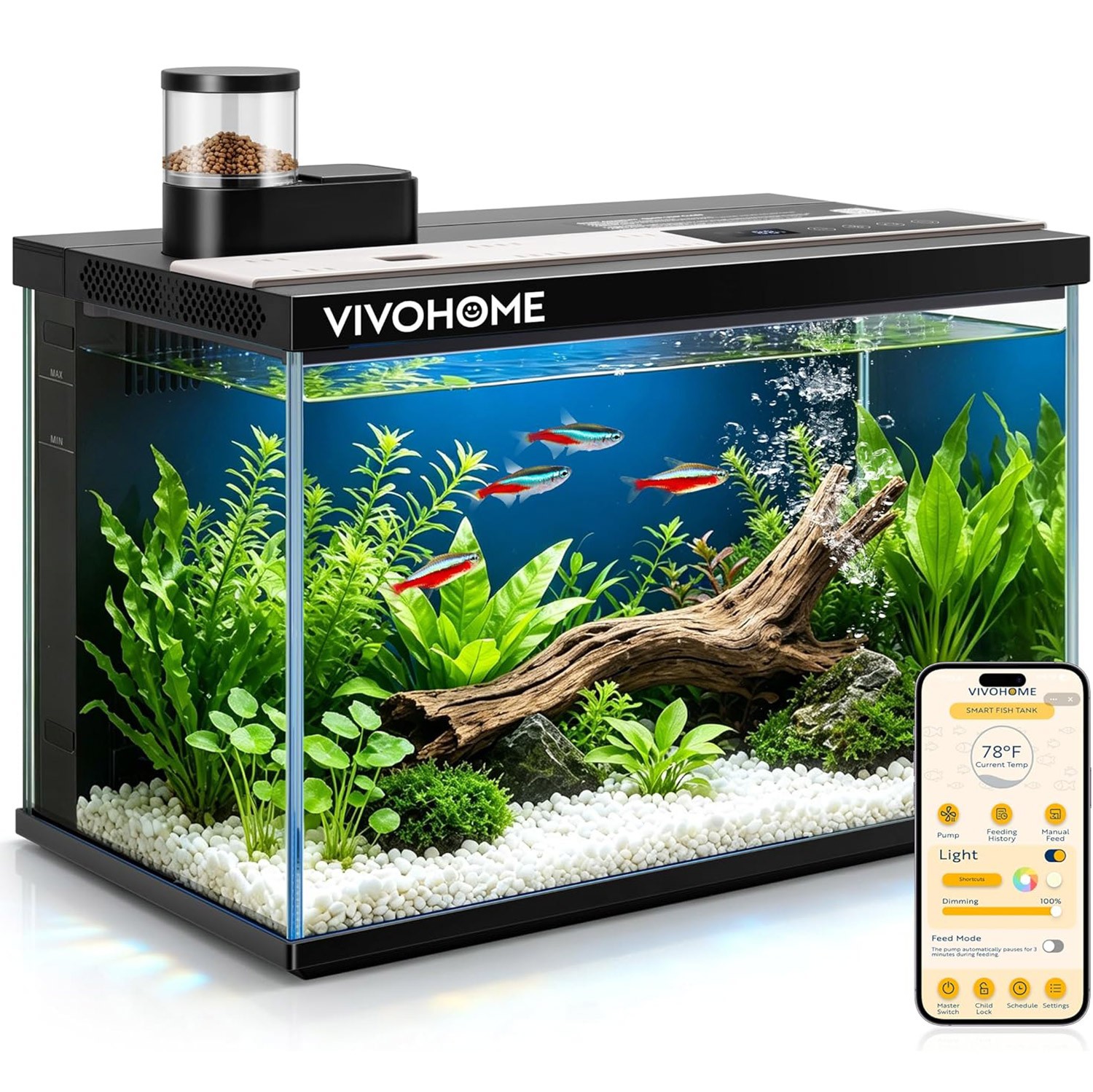 5 Gallon Smart Fish Tank APP Control Aquarium Starter Kit Auto Feeder RGB Light 5 Gallon Smart Fish Tank APP Control Aquarium Starter Kit Auto Feeder RGB Light