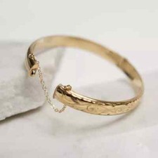 Vintage & Estate New Style 14k Yellow Gold Plated 7.5" Bangle Bracelet Unisex picture
