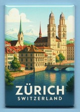ZURICH SWITZERLAND TRAVEL POSTER *2X3 FRIDGE MAGNET* VACATION EUROPE TRIP SWISS picture