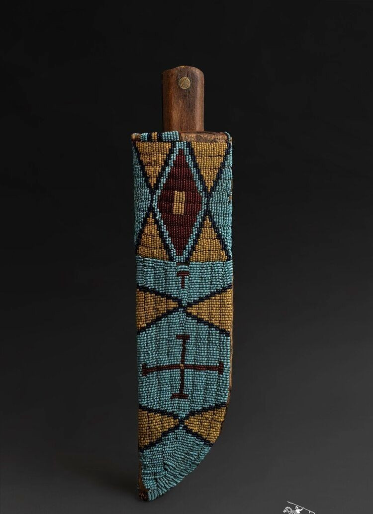 Indian Handmade Beaded Knife Cover Native American Sioux Hide Knife Sheath