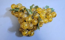 Mid Century Modern Lucite Acrylic Grape Cluster Amber Gold Fleck Vintage picture