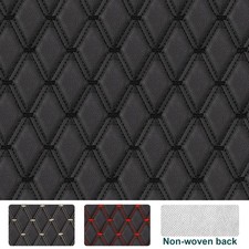 63" Wide Diamond Quilted Faux Leather Fabric Car Upholstery Vinyl DIY By Yard picture