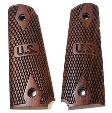 WWII WWI US ARMY COLT M1911 M1911A1 .45 WOODEN PISTOL GRIPS- "US" ARMY STAMPED picture