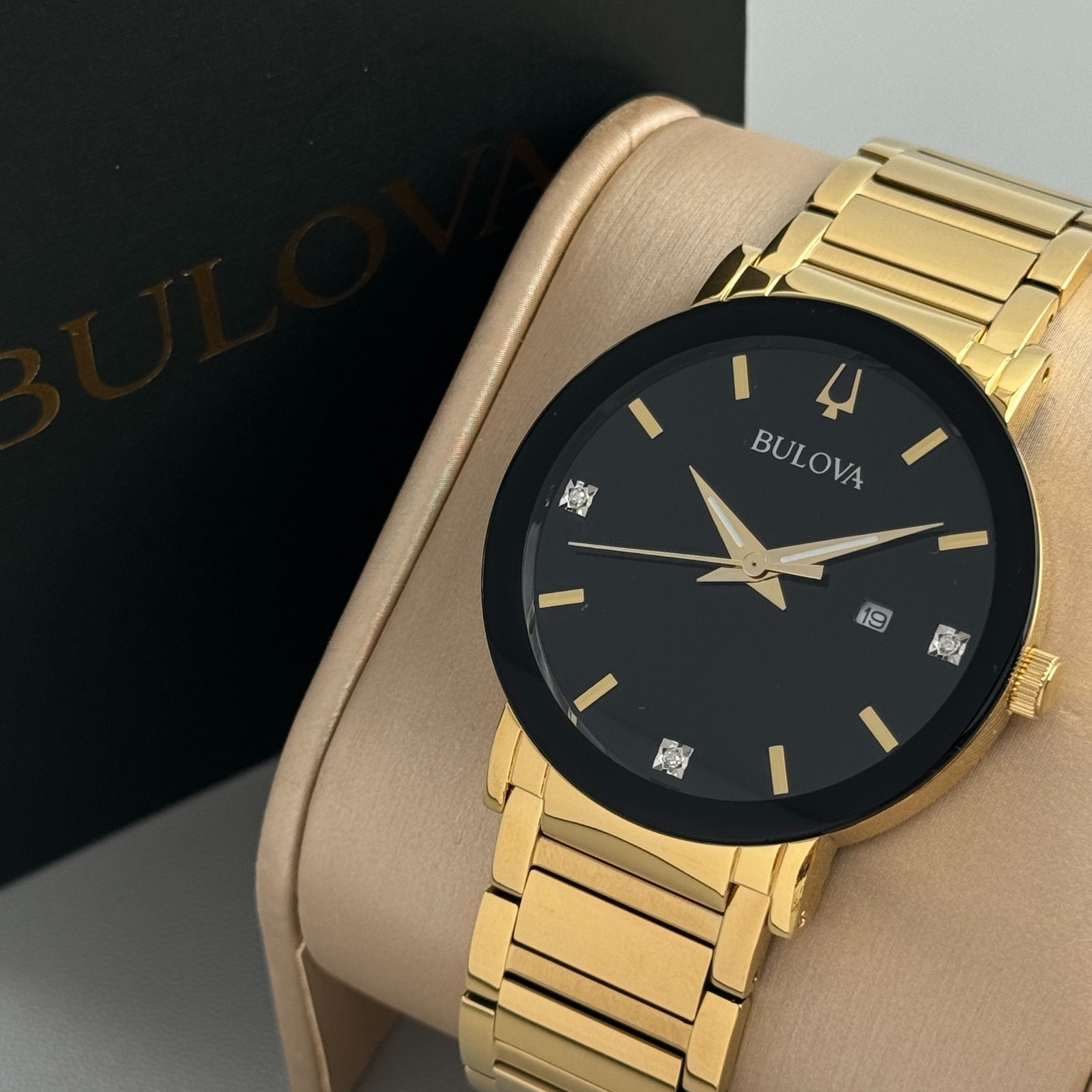 Bulova Futuro Modern 97D116 Black Dial Gold Band Men's Quartz Watch 42MM Bulova Futuro Modern 97D116 Black Dial Gold Band Men's Quartz Watch 42MM