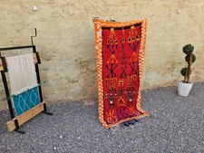 Handmade Moroccan Runner Rug Red Orange Tribal Berber Runner 6ft/3ft picture