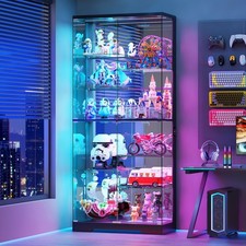 71" Glass Display Cabinet with RGB Lights, Tall Figure Display Case with Lock picture