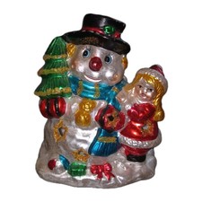 K's Collection SNOWMAN and Girl TEA LIGHT HOLDER Christmas Holiday Candle Decor picture