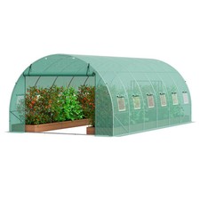 VEVOR Walk-in Tunnel Greenhouse 19.36x9.68x6.5ft Galvanized Frame PE Cover Green picture