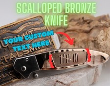Custom Scalloped Bronze Grip Knife | Design Your Own Cast Bronze Knife | picture