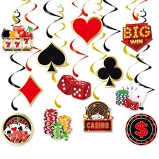 12 PCS Casino Theme Hanging Swirls Decorations, Gambling Idea Spiral Ornaments picture