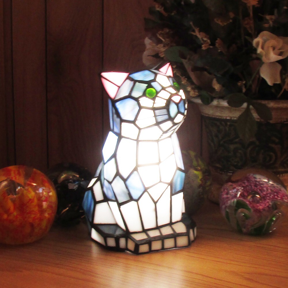 Kitty Genuine Stained Glass Table Lamp Base Kitty Genuine Stained Glass Table Lamp Base