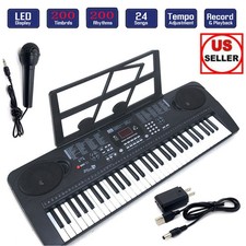 Black 61 Key Music Electronic Keyboard Electric Digital Piano Organ w/Stand picture