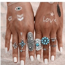 Boho Vintage Ring Sets Women's Fashion Bohemian Retro Jewelry Accessories picture