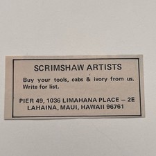 Scrimshaw Artists Buy Your Tools Cabs & Ivory Maui Hawaii 1977 Ad SAI6-S6 picture
