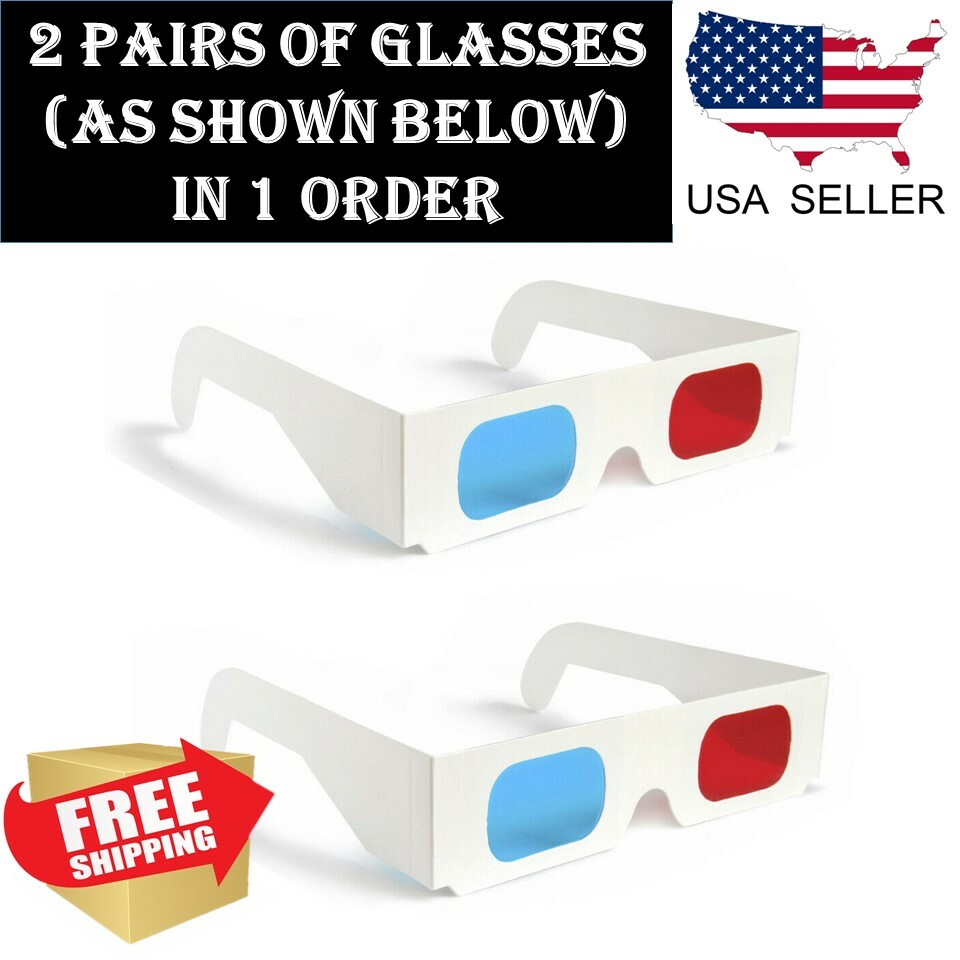 2x Universal Anaglyph Cardboard Paper Red Blue Cyan 3D Glasses For Movie Cinema 2x Universal Anaglyph Cardboard Paper Red Blue Cyan 3D Glasses For Movie Cinema
