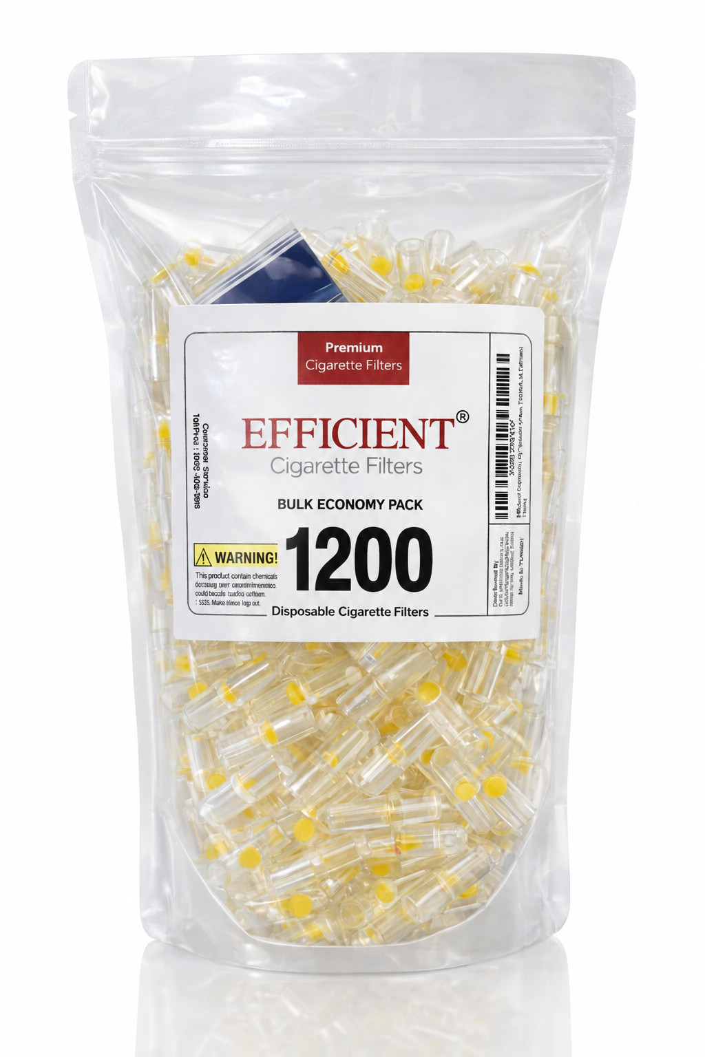 EFFICIENT Bulk Cigarette Filter Tips (1200 Filters) Block, Filter Out Tar & Nic