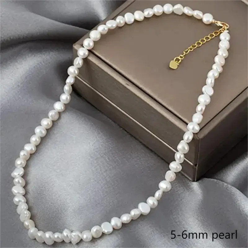 Natural Baroque Freshwater Pearl Choker Necklace 5-6mm 8-9mm Women Natural Baroque Freshwater Pearl Choker Necklace 5-6mm 8-9mm Women