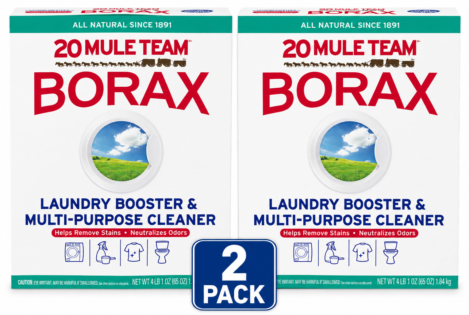 2 Pack 20 Mule Team Borax Laundry Booster Multi-Purpose Cleaner 65 oz Each 2 Pack 20 Mule Team Borax Laundry Booster Multi-Purpose Cleaner 65 oz Each