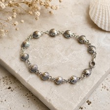 Handmade Camino de Santiago Silver Scallop Shell Link Bracelet picture