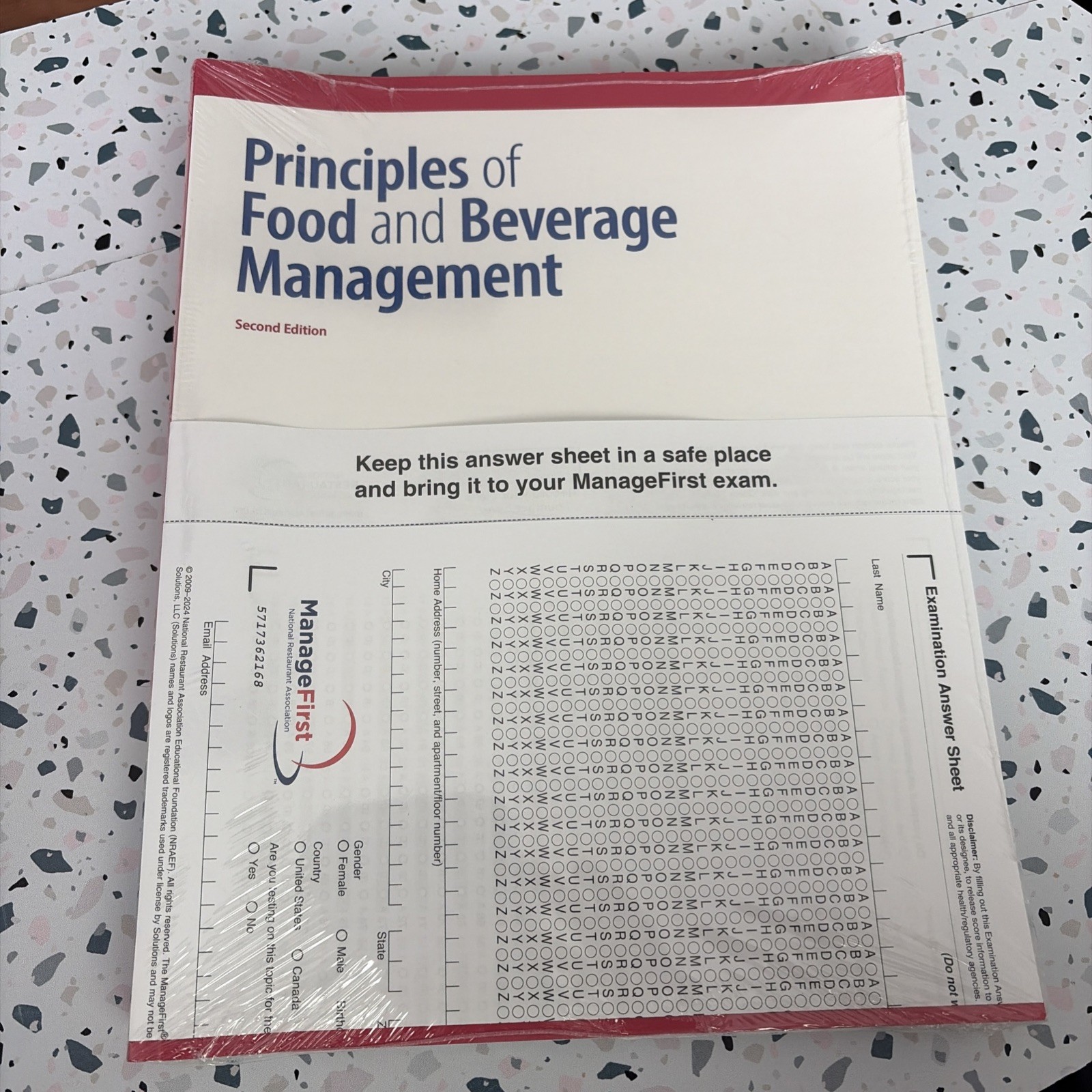 Principles of Food and Beverage Management with Answer Sheet BRAND NEW