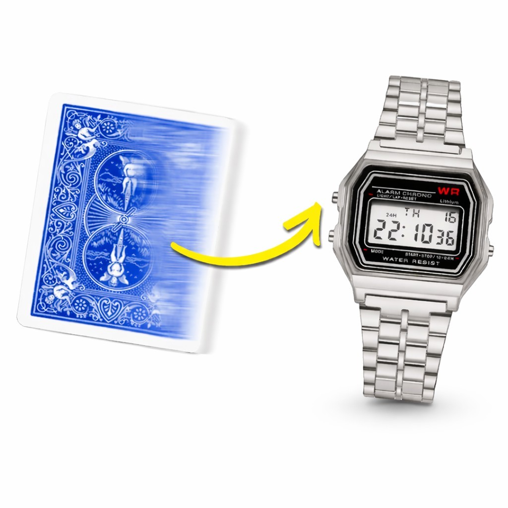 Magic Trick "Watch This" Playing Card Transforms into Watch Close Up Illusion Magic Trick "Watch This" Playing Card Transforms into Watch Close Up Illusion