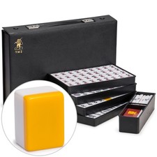 Japanese Riichi Mahjong Set with Standard Size Tiles and Black Vinyl Case picture