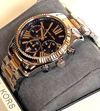 MICHAEL KORS MK7218 Lexington Two-Tone Blue Dial Ladies Watch BNWT/Gift Box $250 picture