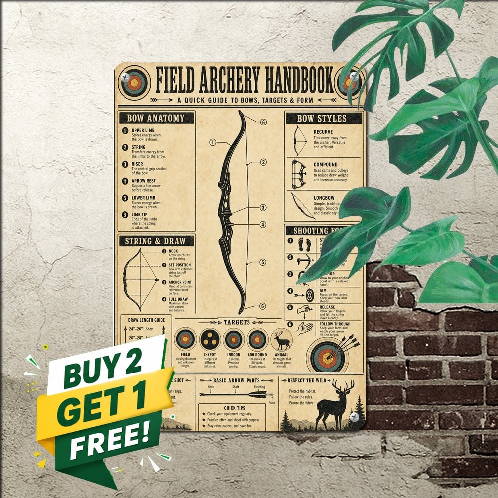 Archery Knowledge Infographic Bow Diagram Vintage Blueprint Metal Sign Archery Knowledge Infographic Bow Diagram Vintage Blueprint Metal Sign