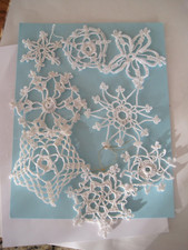 CROCHET STARCHED HANDMADE ORNAMENT SNOWFLAKES Assortment Lot 8 picture