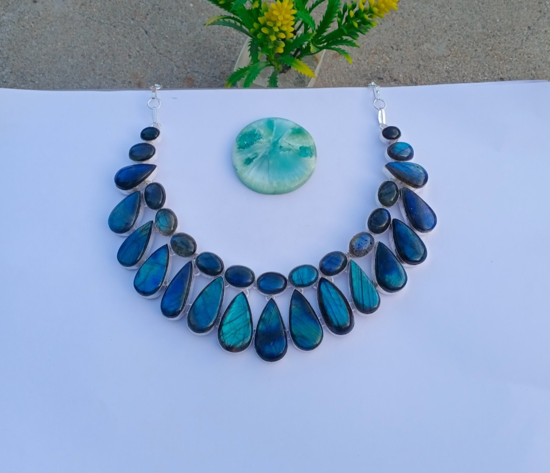 Natural Labradorite Gemstone 925 Sterling silver Necklace Jewelry Birthday Gift Natural Labradorite Gemstone 925 Sterling silver Necklace Jewelry Birthday Gift