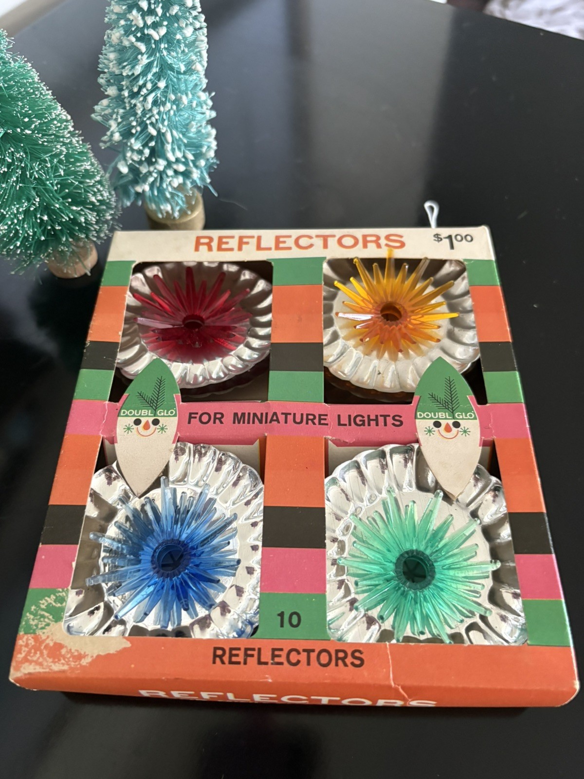 NOS Vintage Tinsel & Plastic Flower Christmas Light Reflectors 1968 ITALY